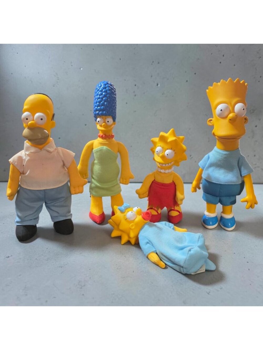 Vintage 1990 The Simpsons Plush Doll Lot Set of 5 Blue Shirt Bart Dan Dee Vinyl